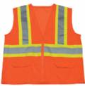 Orange Two Tone Stripes Ansi Class 2 Mesh Vest